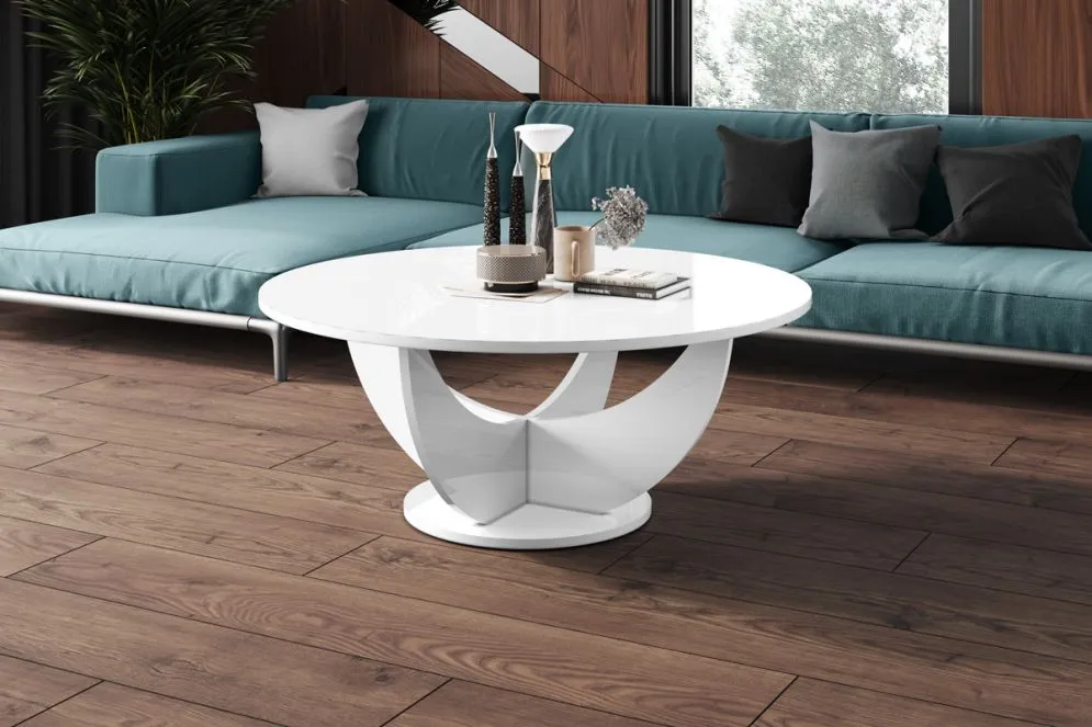 Ława CAPRI 100x100 biały połysk okrągła I sklep meblowy MIRAT.