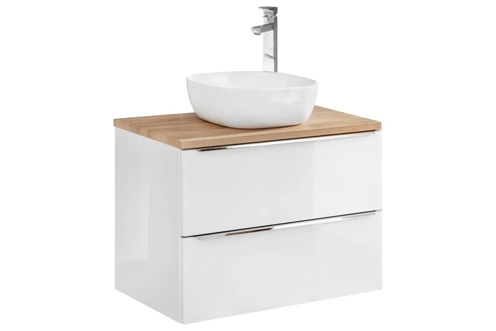 Szafka pod umywalkę MILANO / CAPRI 80 cm biała połysk wisząca | MIRAT. styl SKANDYNAWSKI kolekcja CAPRI