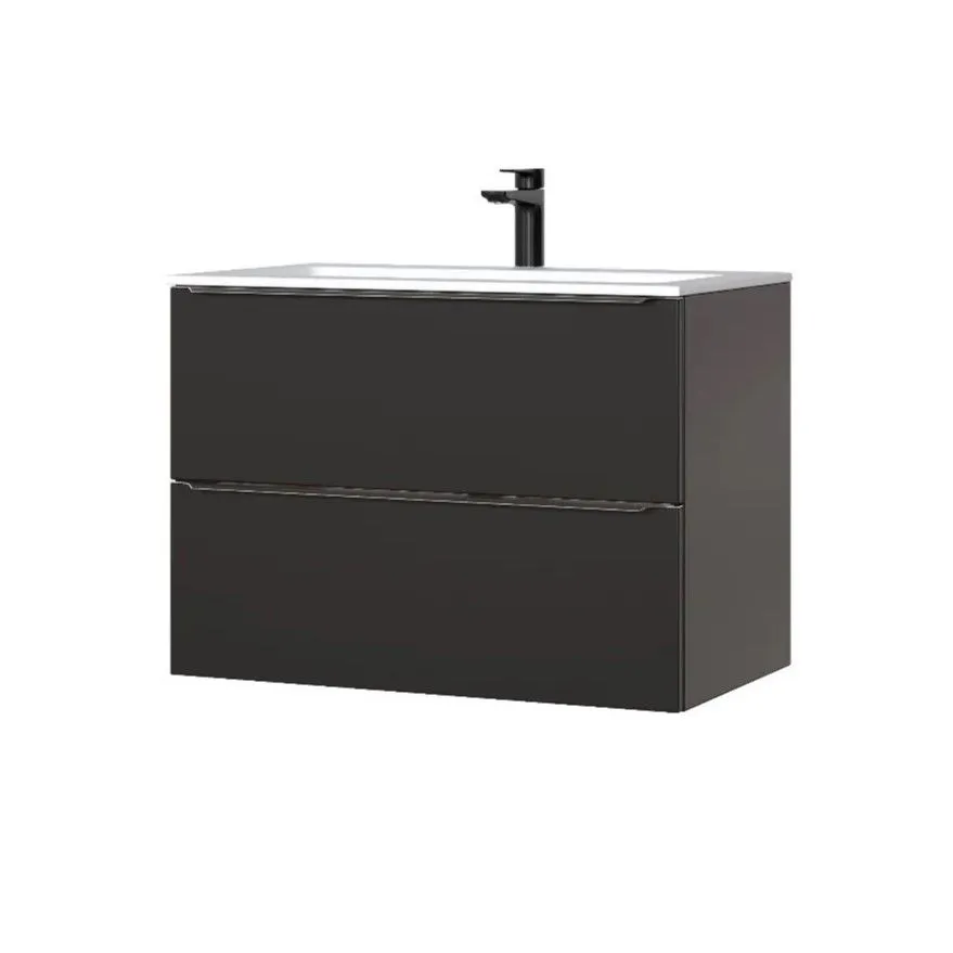 Szafka pod umywalkę CAPRI 80 cm czarna mat wisząca z szufladami | MIRAT.  kolekcja CAPRI