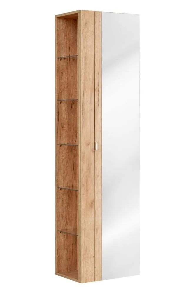 Szafka łazienkowa CAPRI 45 cm dąb z lustrem słupek | MIRAT. w stylu  kolekcja CAPRI