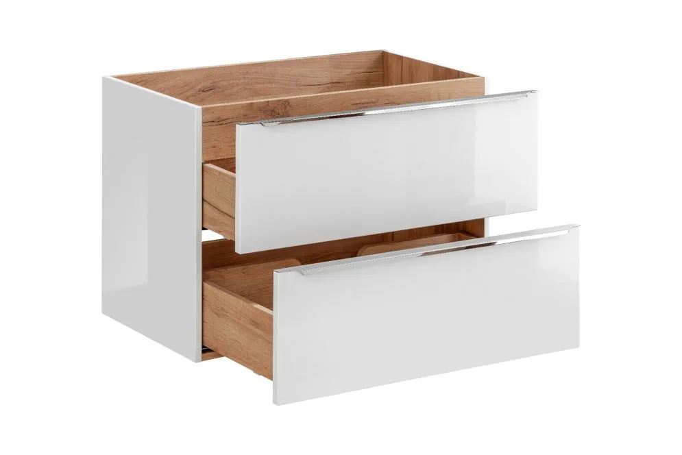 Szafka pod umywalkę MILANO / CAPRI 80 cm biała połysk wisząca | MIRAT. w stylu kolekcja CAPRI
