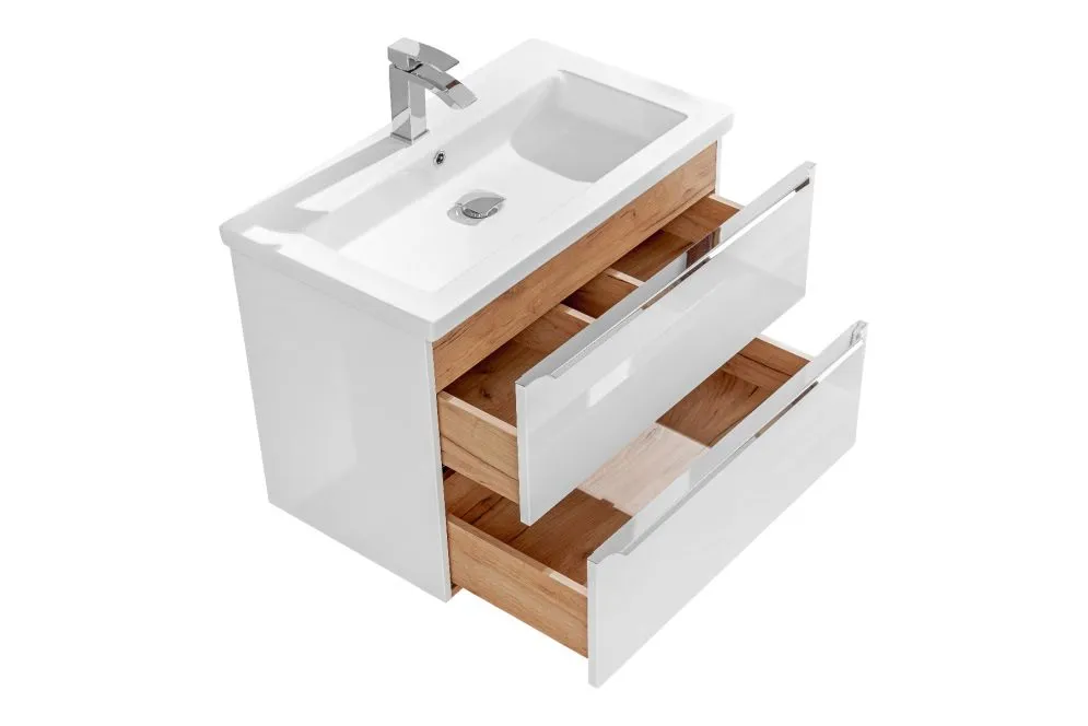 Szafka pod umywalkę MILANO / CAPRI 80 cm biała połysk wisząca | MIRAT. w stylu kolekcja CAPRI