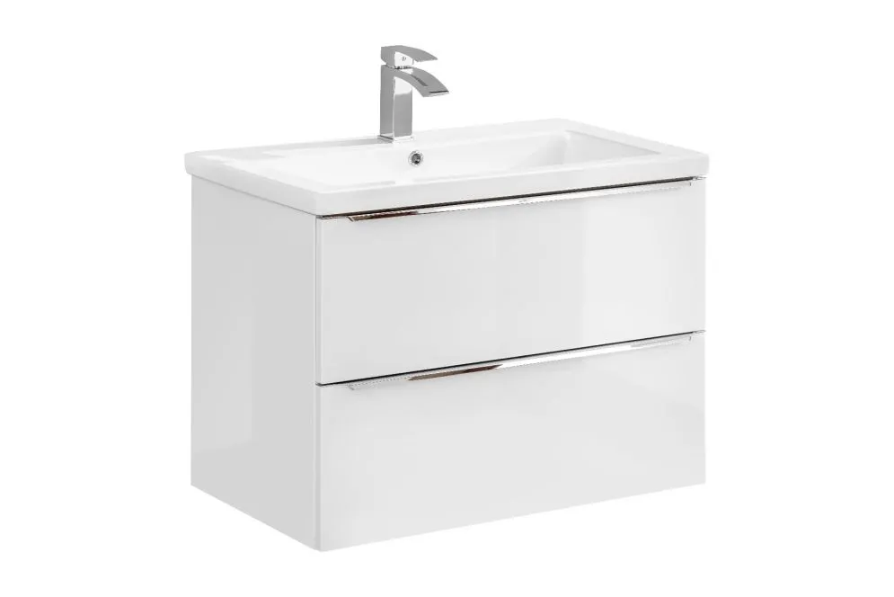 Szafka pod umywalkę MILANO / CAPRI 80 cm biała połysk wisząca | MIRAT. w stylu kolekcja CAPRI