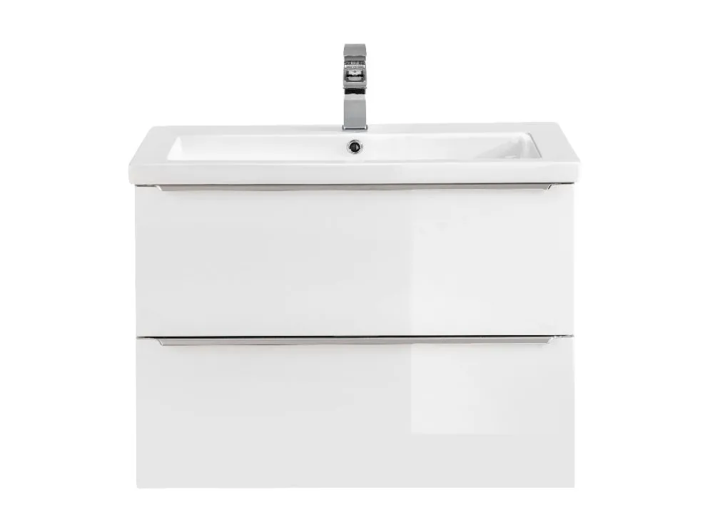 Szafka pod umywalkę MILANO / CAPRI 80 cm biała połysk wisząca | MIRAT. w stylu kolekcja CAPRI