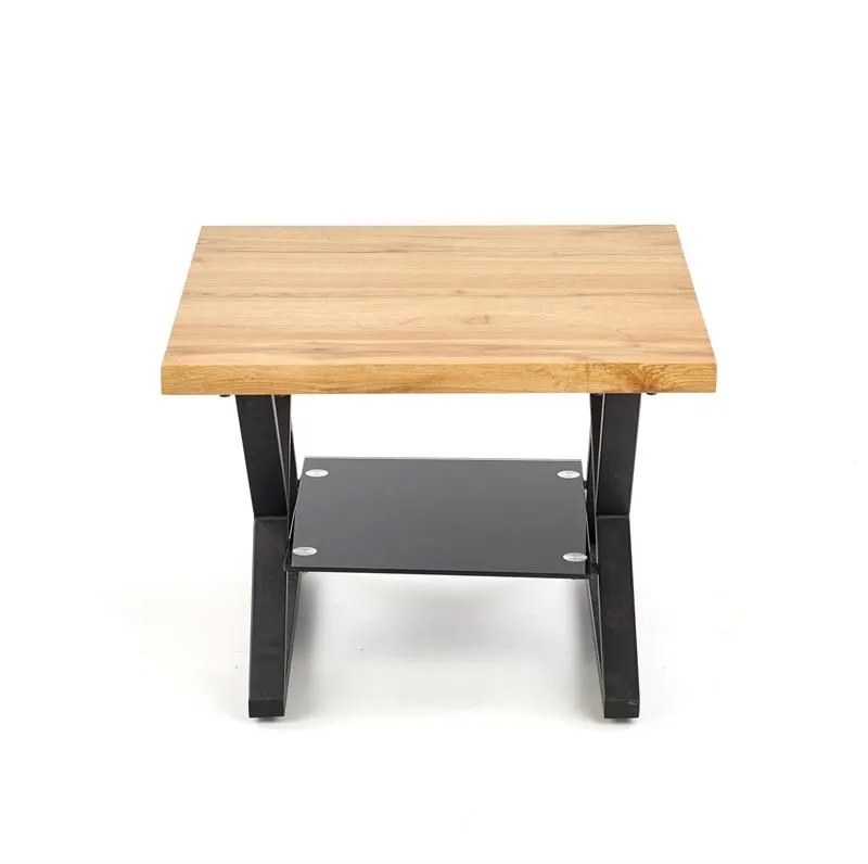 Ława XENA KWADRAT 60x60 ze szklaną półką do salonu w stylu loft | MIRAT. w stylu LOFT kolekcja