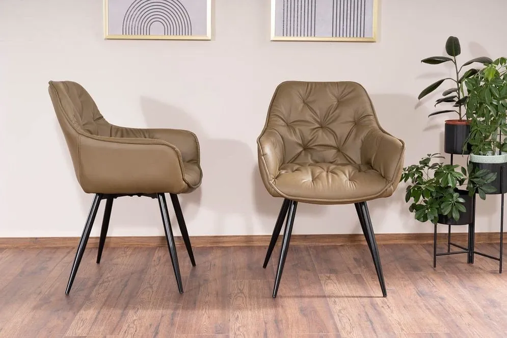 Krzesło tapicerowane CHERRY oliwkowe z podłokietnikami I sklep meblowy MIRAT. styl LOFT