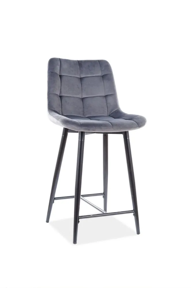 Hoker niski CHIC H-2 VELVET szary aksamitny pikowany | MIRAT. styl GLAMOUR, LOFT
