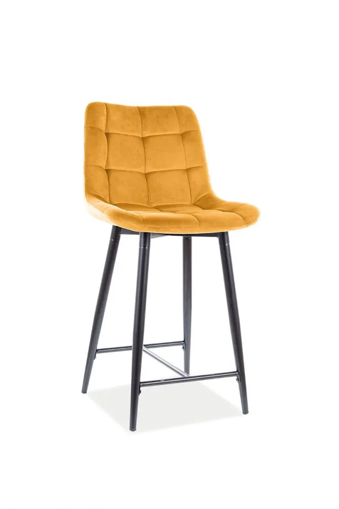 Hoker niski CHIC H-2 VELVET curry tapicerowany welurem | MIRAT. w stylu GLAMOUR, LOFT kolekcja