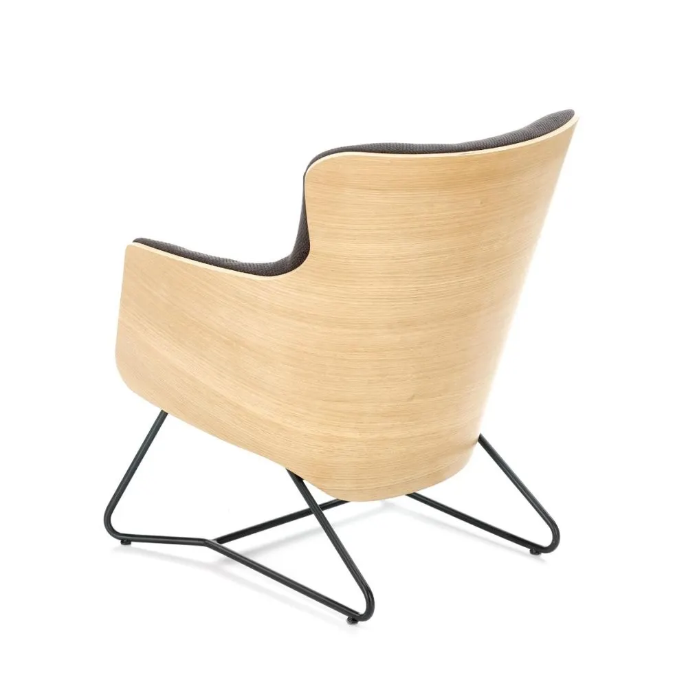 Fotel do salonu CHILLOUT ciemnoszary/naturalny na metalowej podstawie | MIRAT. styl KLASYCZNY