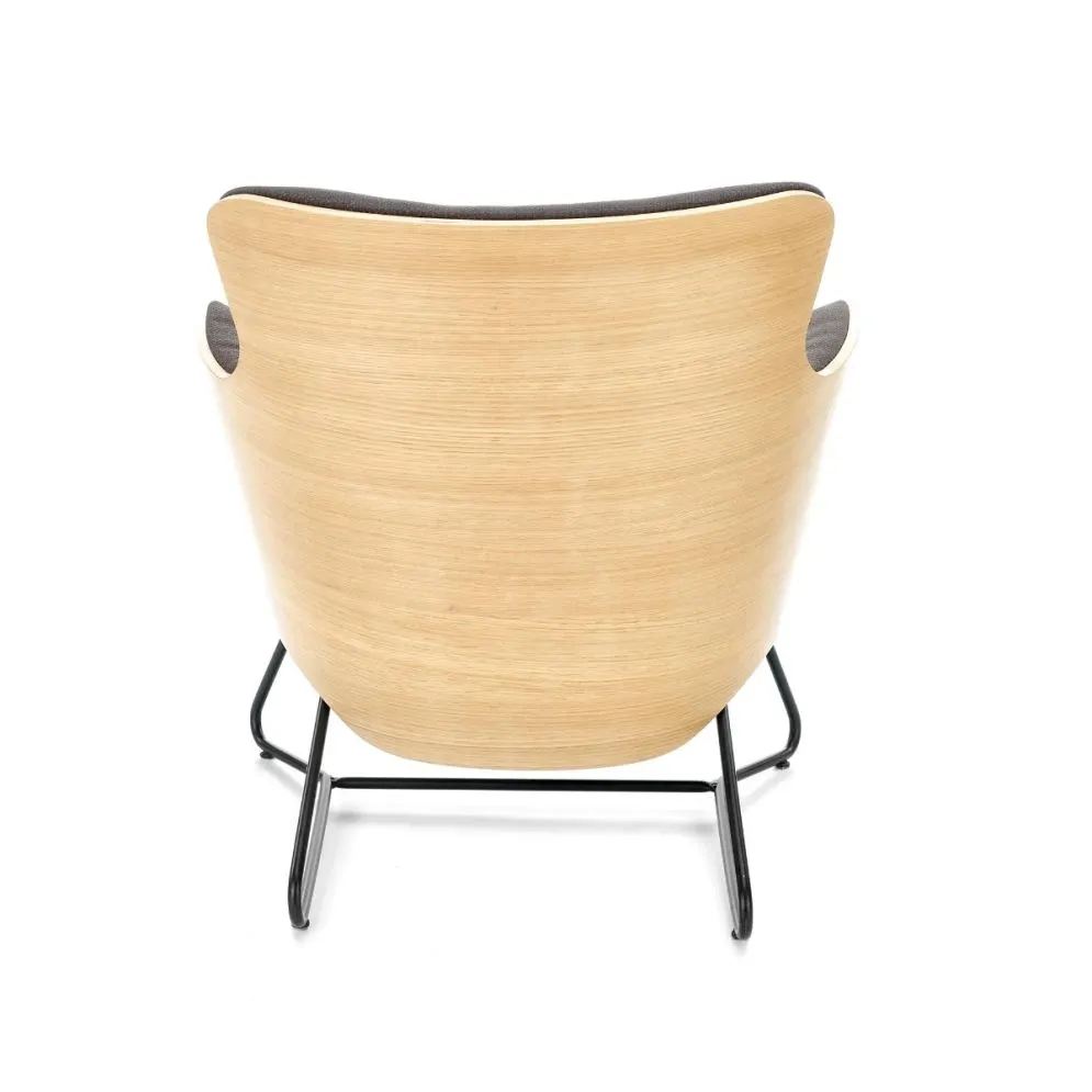 Fotel do salonu CHILLOUT ciemnoszary/naturalny na metalowej podstawie | MIRAT. styl KLASYCZNY