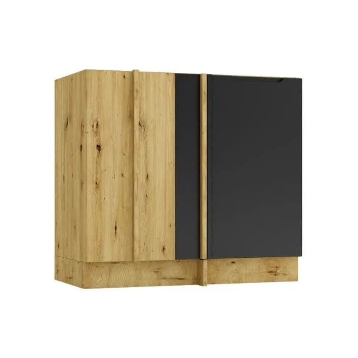 Szafka kuchenna narożna ISABEL DNP90 P/L czarny mat/dąb artisan dolna I sklep meblowy MIRAT.