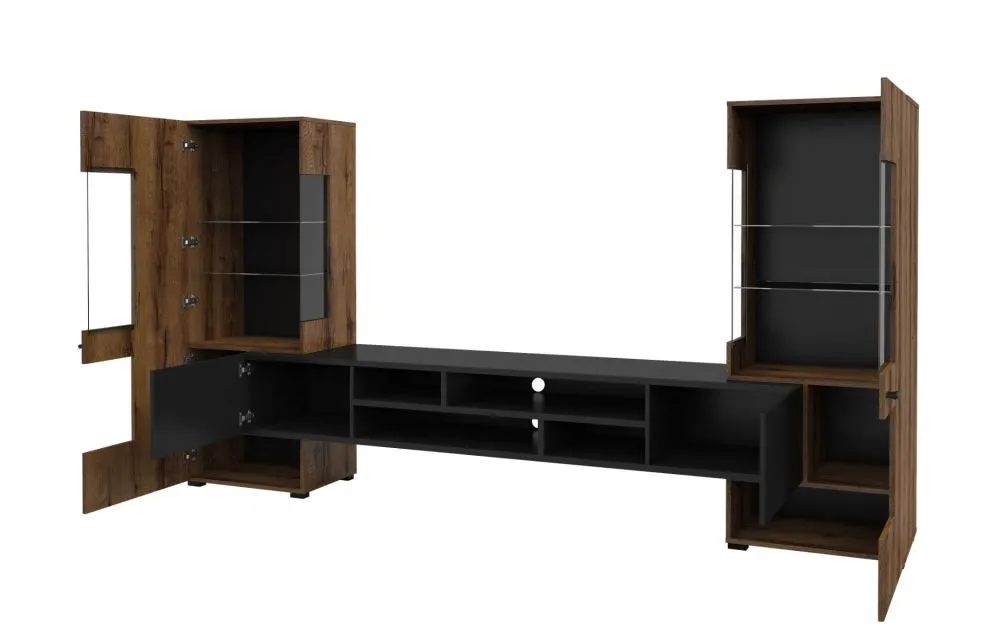 Meblościanka COBY dąb monastery/czarna polskiej produkcji I sklep meblowy MIRAT. styl LOFT kolekcja COBY
