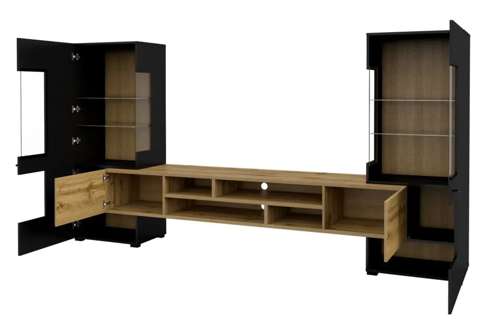 Meblościanka COBY czarna/dąb wotan loftowa I sklep meblowy MIRAT. styl LOFT kolekcja COBY