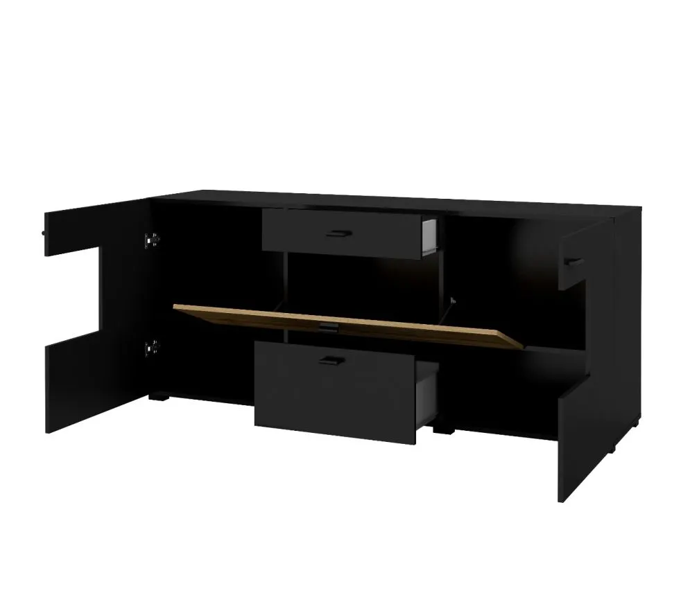 Komoda COBY 2D2S 1KL czarna/dąb wotan w stylu industrialnym I sklep meblowy MIRAT. styl LOFT kolekcja COBY