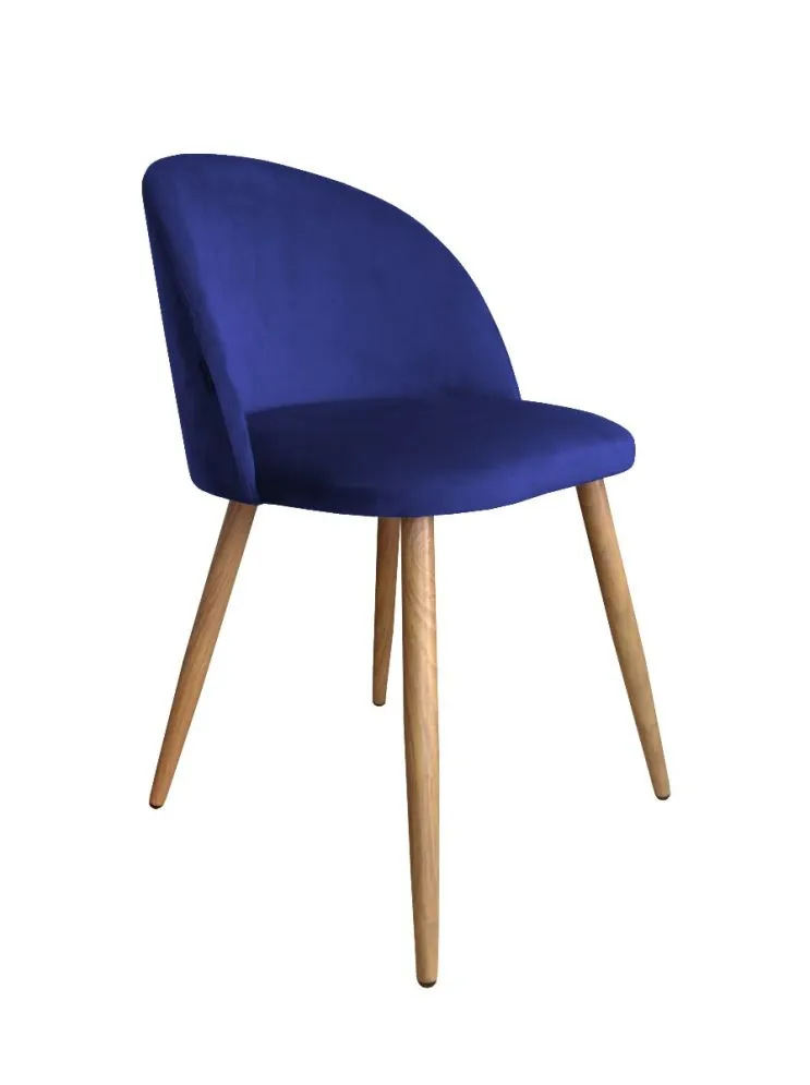 Krzesło CLAUDINE 2 VELVET granatowe/dąb w stylu glamour | MIRAT. w stylu kolekcja