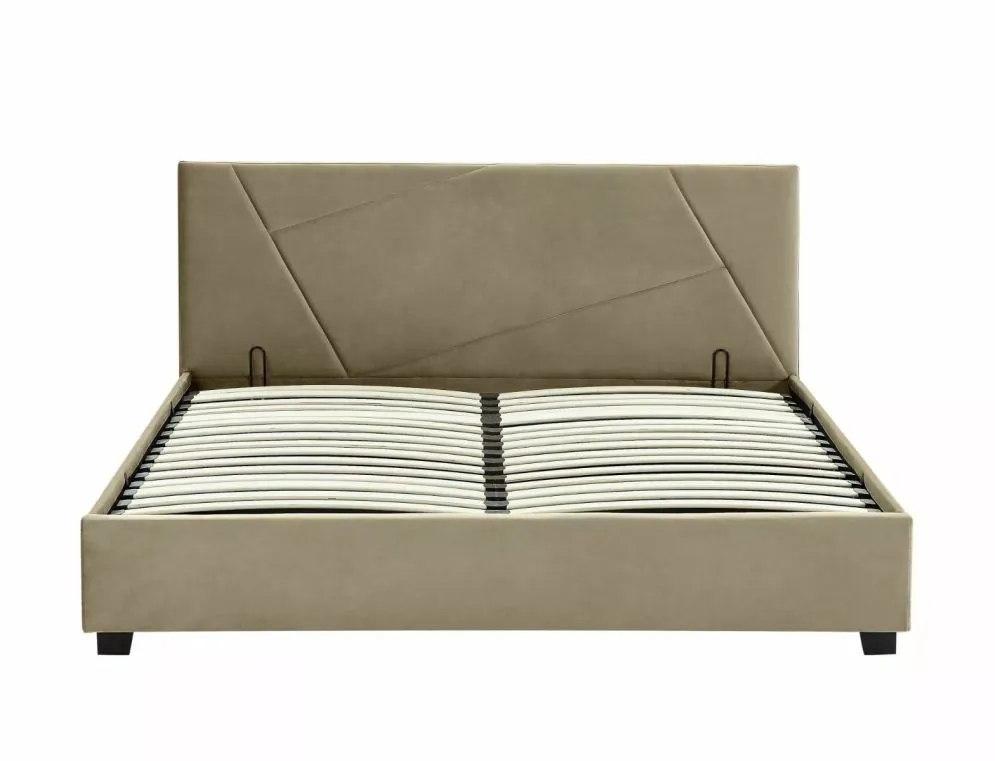 Łóżko tapicerowane COLUMBIA VELVET 160x200 beżowe z pojemnikiem dwuosobowe I sklep meblowy MIRAT. styl GLAMOUR