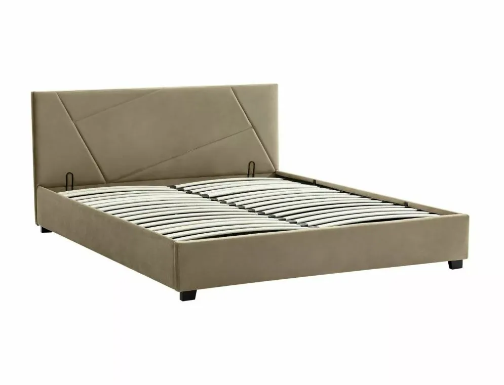 Łóżko tapicerowane COLUMBIA VELVET 140x200 beżowe z pojemnikiem do sypialni I sklep meblowy MIRAT. styl GLAMOUR
