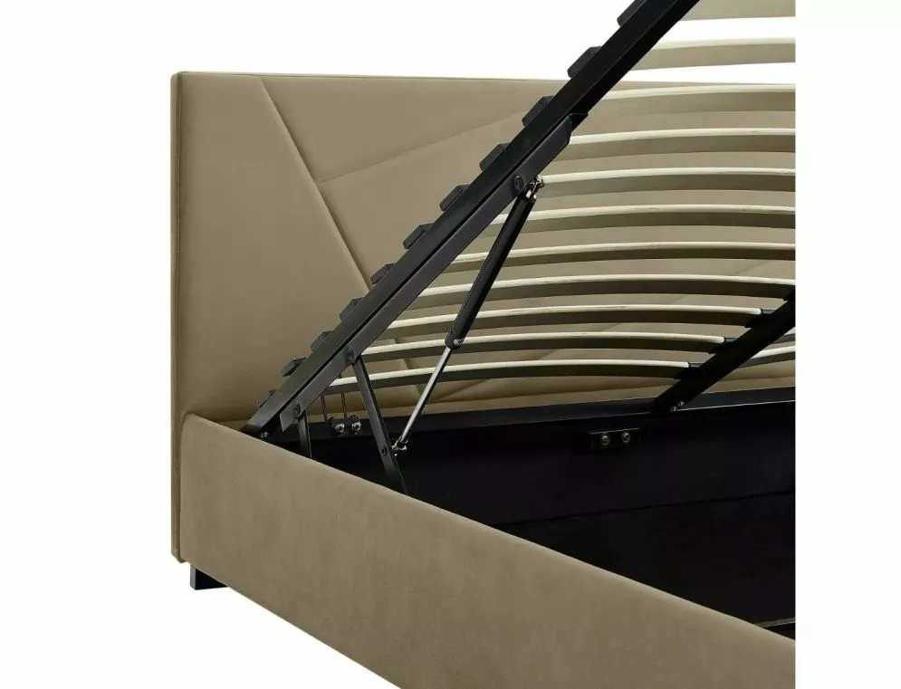 Łóżko tapicerowane COLUMBIA VELVET 140x200 beżowe z pojemnikiem do sypialni I sklep meblowy MIRAT. styl GLAMOUR