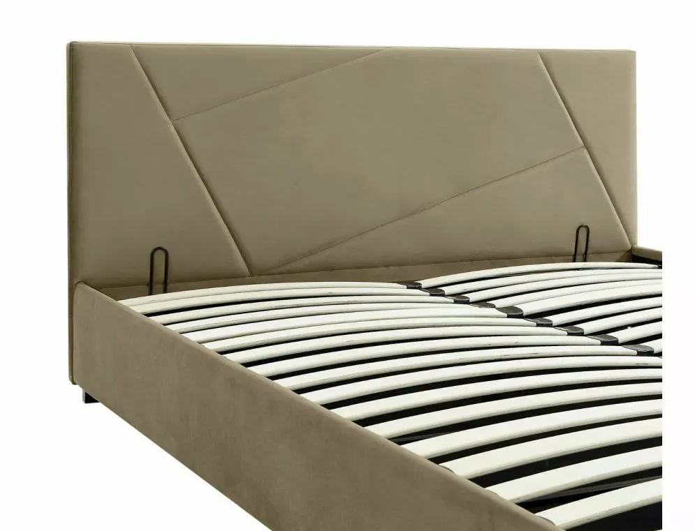 Łóżko tapicerowane COLUMBIA VELVET 140x200 beżowe z pojemnikiem do sypialni I sklep meblowy MIRAT. styl GLAMOUR