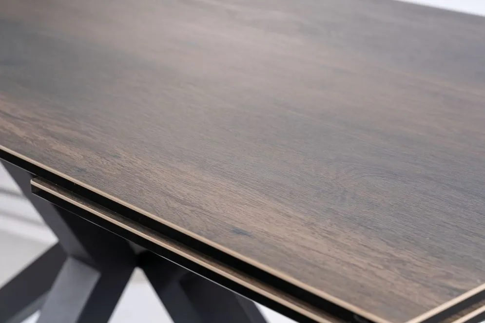 Stół COLUMBUS CERAMIC 160(240)x90 brązowy/czarny mat I sklep meblowy MIRAT. styl LOFT