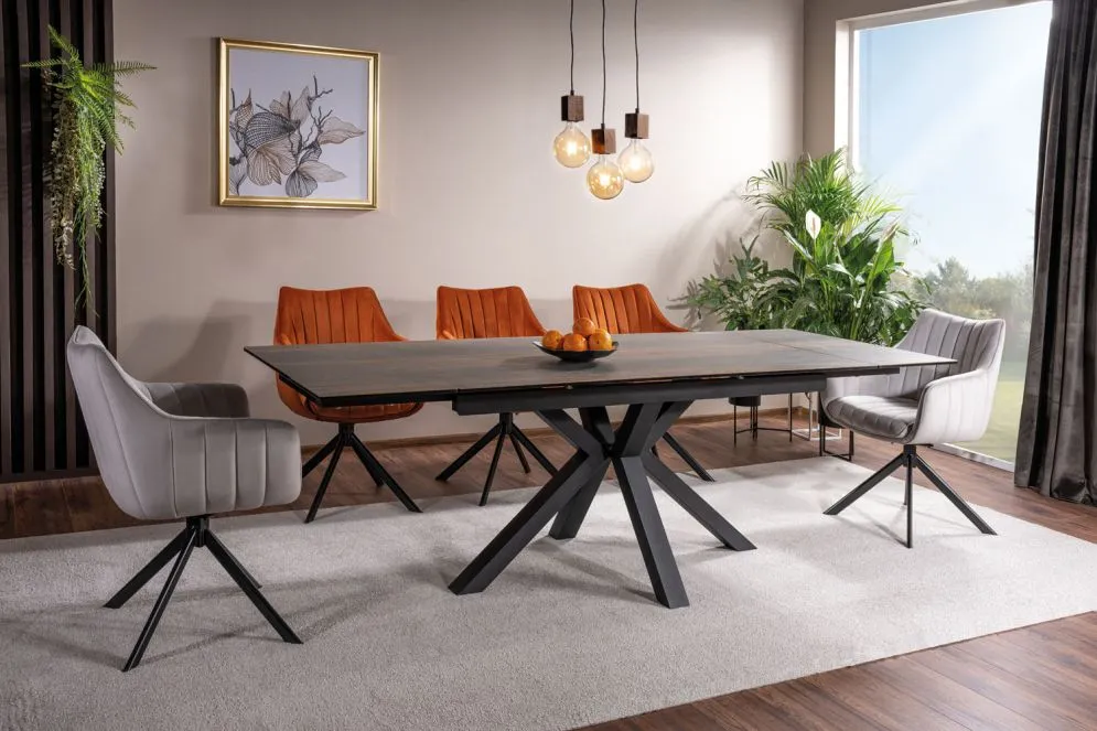 Stół COLUMBUS CERAMIC 160(240)x90 brązowy/czarny mat I sklep meblowy MIRAT. styl LOFT