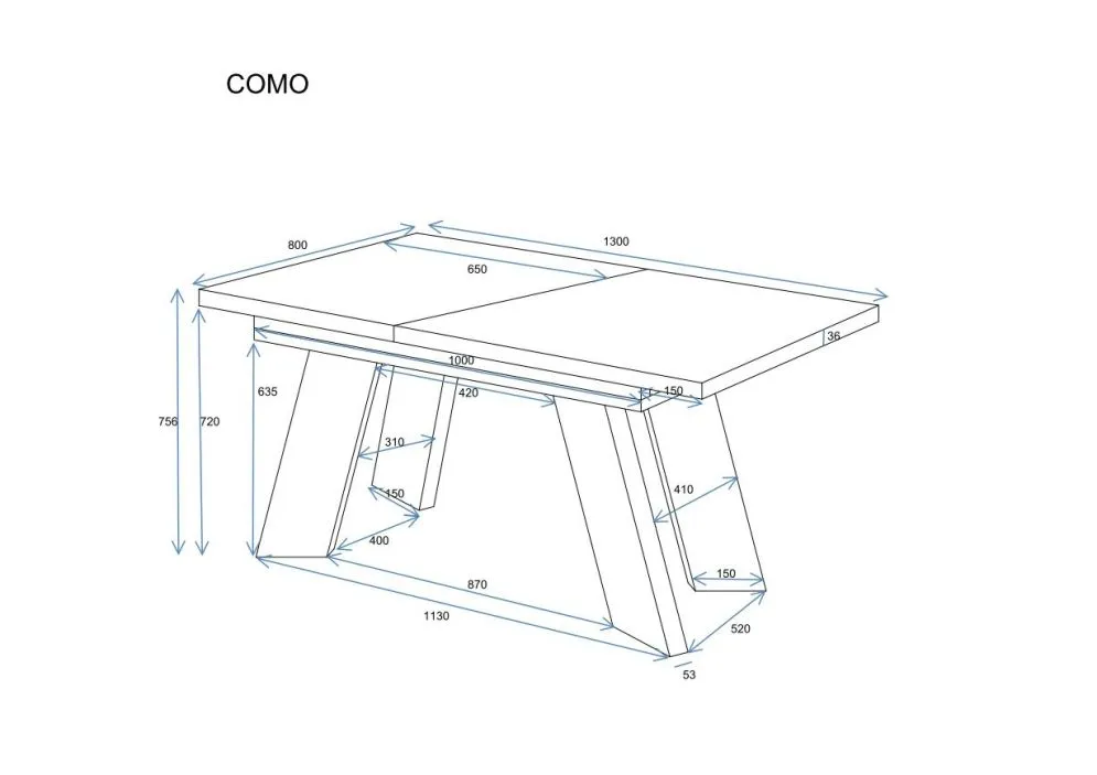 Stół rozkładany COMO 130(210)x80 dąb złoty craft w stylu loft I sklep meblowy MIRAT. styl LOFT