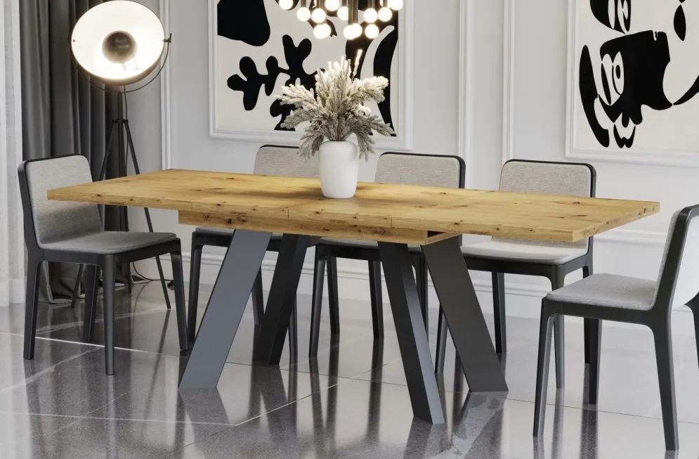 Stół rozkładany COMO 130(210)x80 dąb artisan z dwoma wkładkami I sklep meblowy MIRAT. styl LOFT