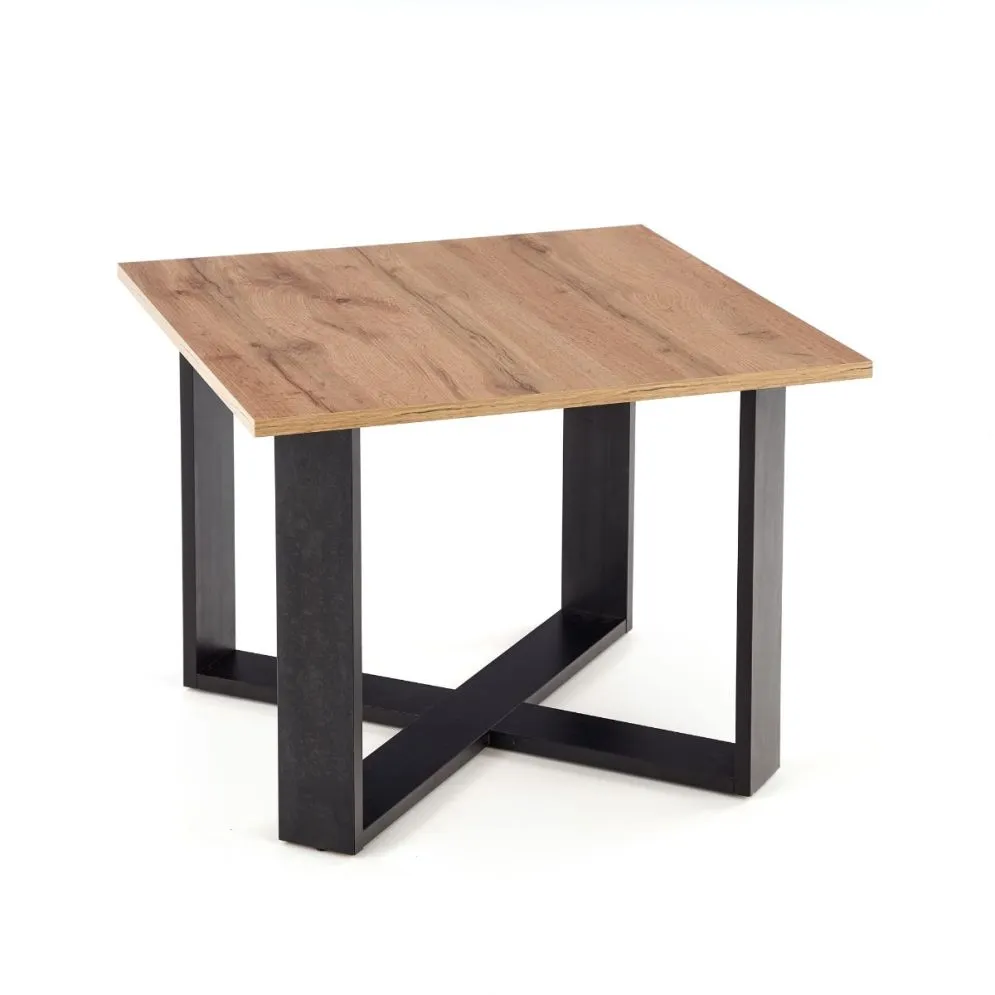 Stolik kawowy CROSS 67x67 dąb/czarny do salonu | MIRAT. w stylu LOFT kolekcja