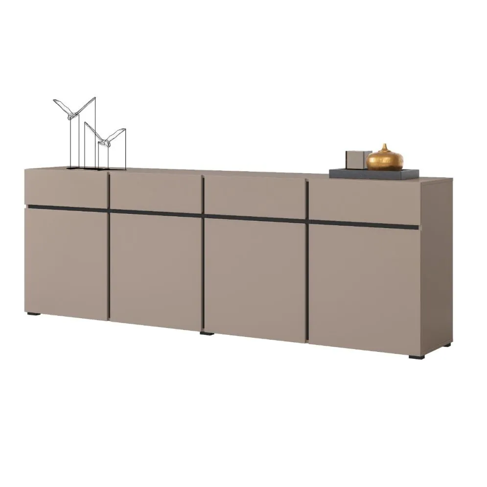 Komoda CROSS 4D4S 225cm congo/czarna z szufladami I sklep meblowy MIRAT.