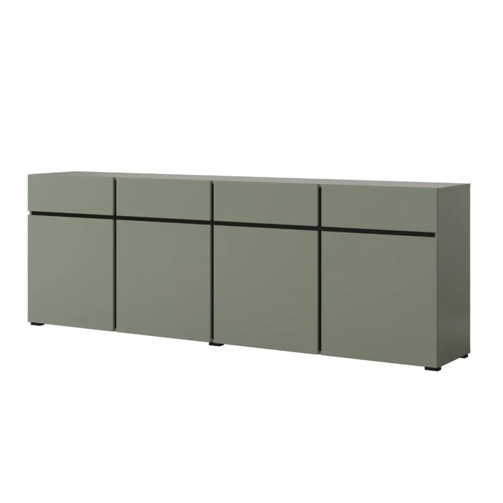 Komoda CROSS 4D4S 225cm zielona/czarna z płyty laminowanej I sklep meblowy MIRAT. kolekcja HV-CROSS