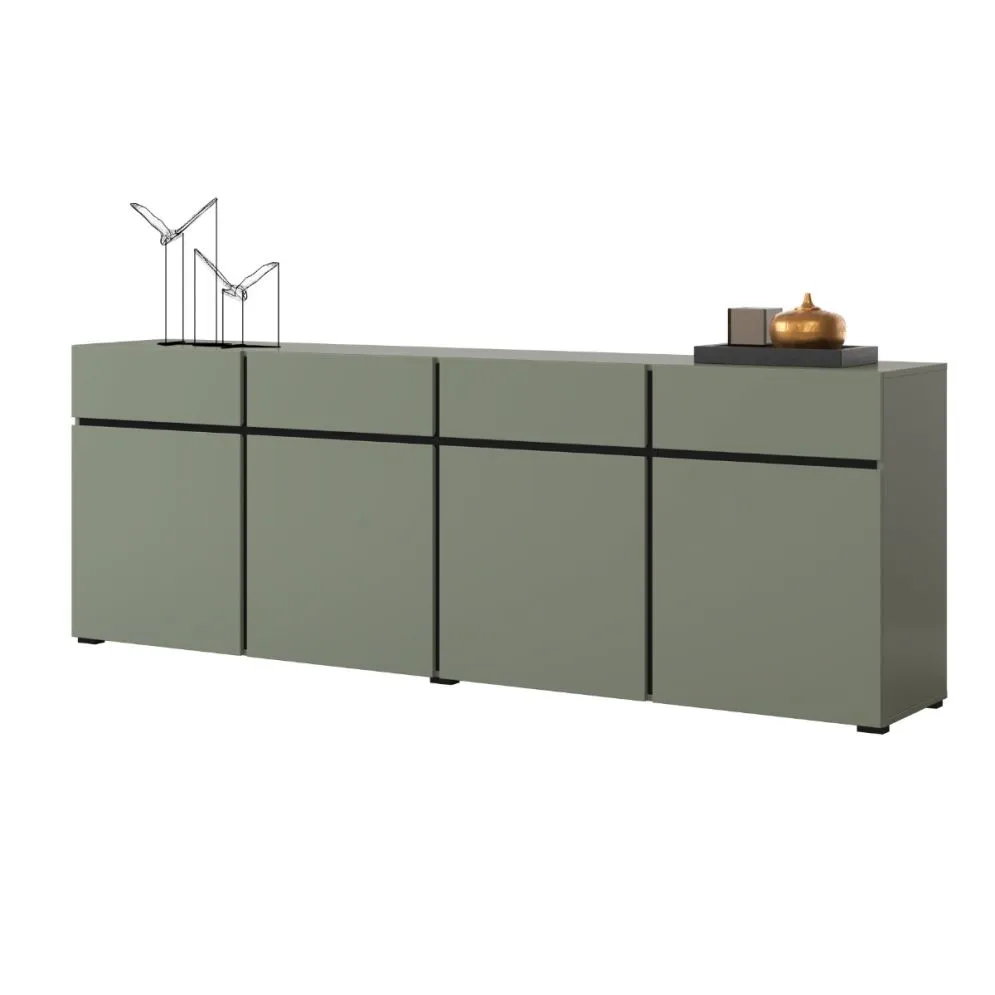 Komoda CROSS 4D4S 225cm zielona/czarna z płyty laminowanej I sklep meblowy MIRAT. kolekcja HV-CROSS