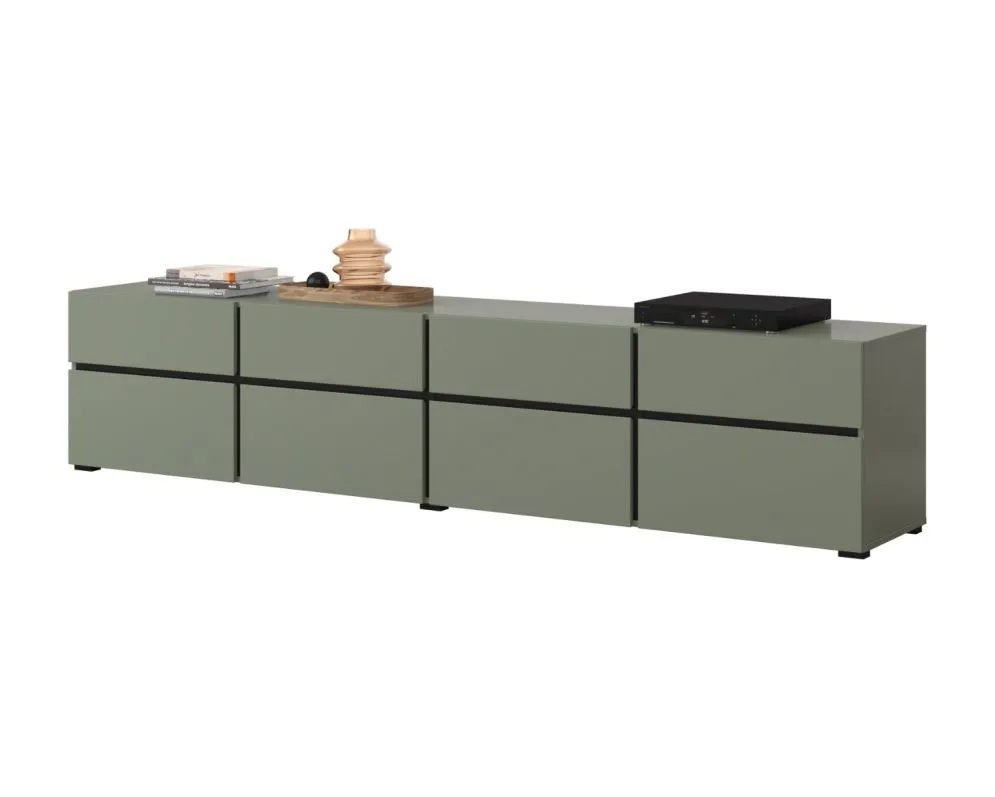 Szafka RTV CROSS 4K4S 225cm zielona/czarna szeroka I sklep meblowy MIRAT.  kolekcja HV-CROSS