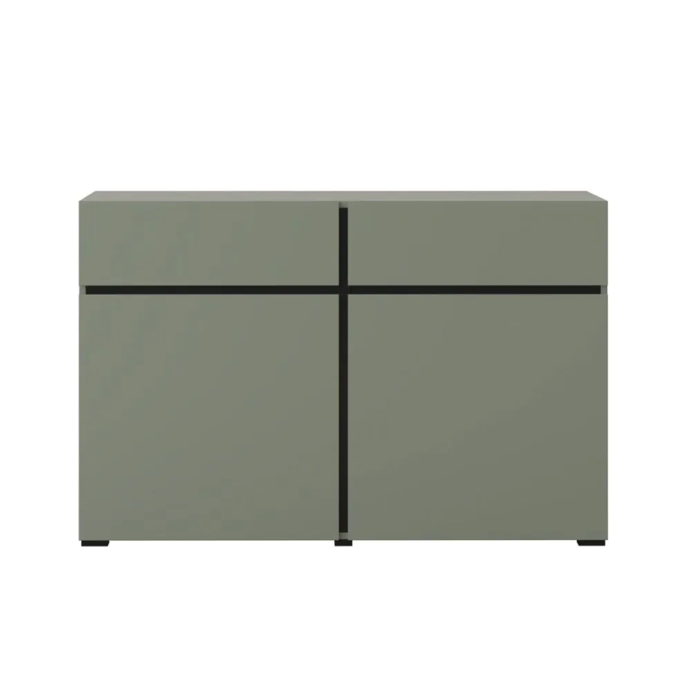 Komoda CROSS 2D2S 119cm zielona/czarna z półkami I sklep meblowy MIRAT. kolekcja HV-CROSS