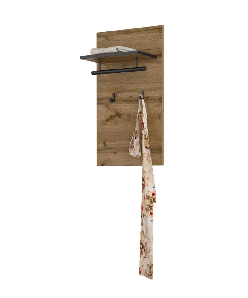 Wiszący wieszak do przedpokoju CROSS 40x70cm dąb wotan/czarny I sklep meblowy MIRAT. kolekcja HV-CROSS