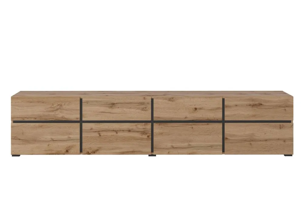 Szafka RTV CROSS 4K4S 225cm dąb wotan/czarna pod telewizor I sklep meblowy MIRAT. styl SKANDYNAWSKI kolekcja HV-CROSS