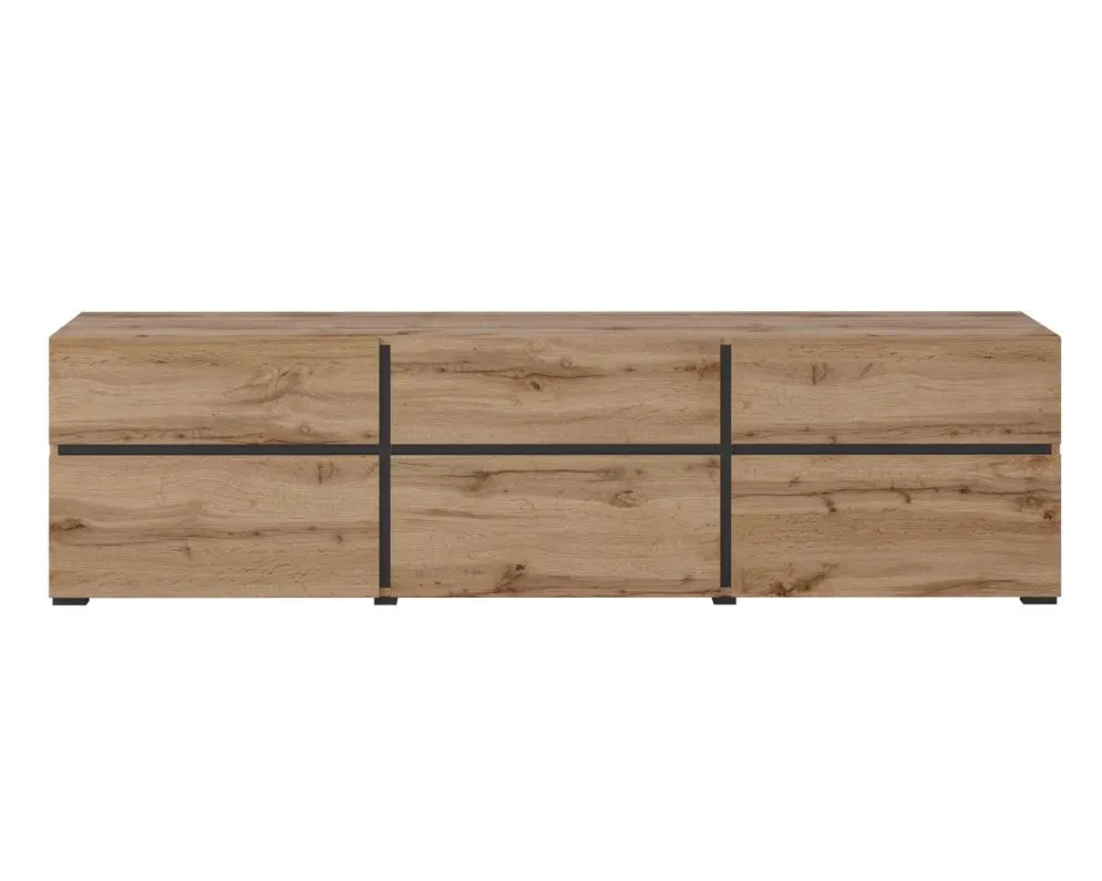 Szafka RTV CROSS 3K3S 180cm dąb wotan/czarna do salonu I sklep meblowy MIRAT. styl SKANDYNAWSKI kolekcja HV-CROSS