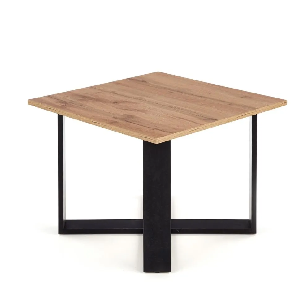 Stolik kawowy CROSS 67x67 dąb/czarny do salonu | MIRAT. w stylu LOFT kolekcja
