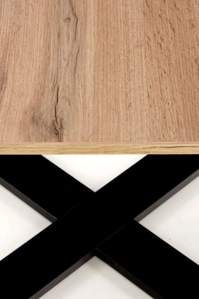 Stolik kawowy CROSS 67x67 dąb/czarny do salonu | MIRAT. w stylu LOFT kolekcja