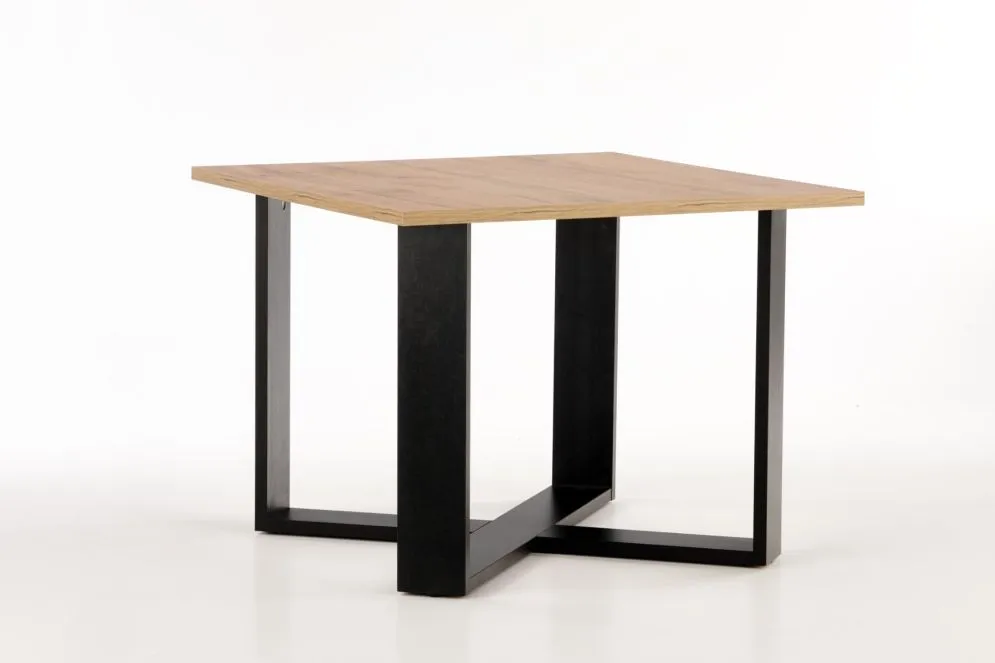 Stolik kawowy CROSS 67x67 dąb/czarny do salonu | MIRAT. w stylu LOFT kolekcja
