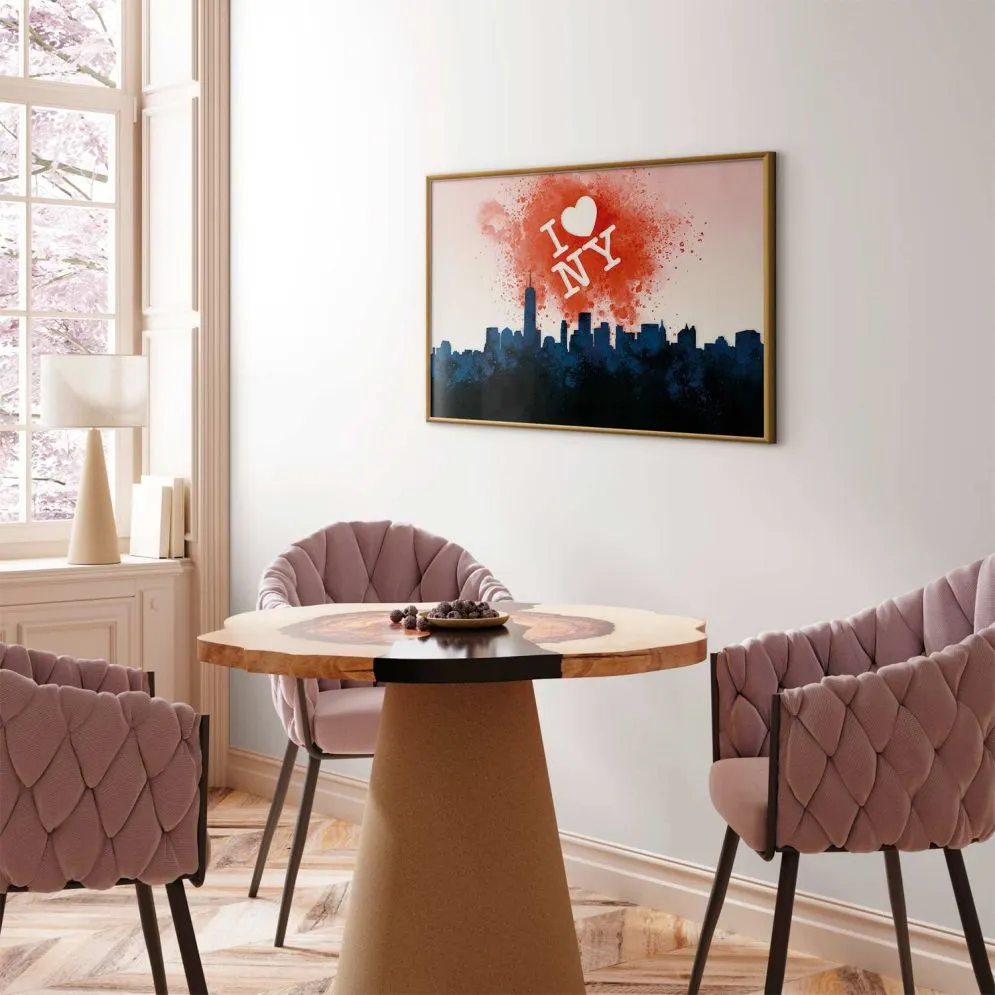 Plakat I love NY 30x21 cm z ramą złotą bez marginesu | MIRAT.