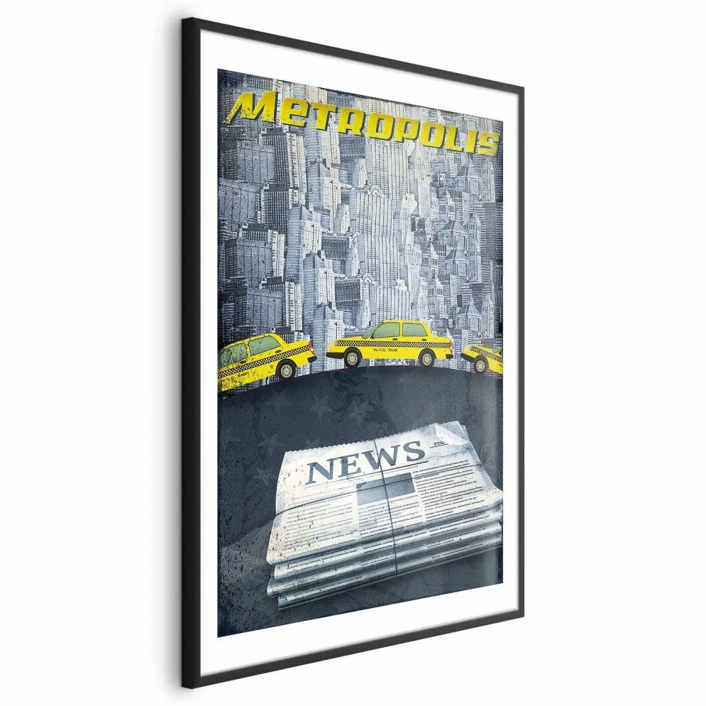 Plakat Metropolis 21x30 cm z ramą czarną z marginesem | MIRAT.