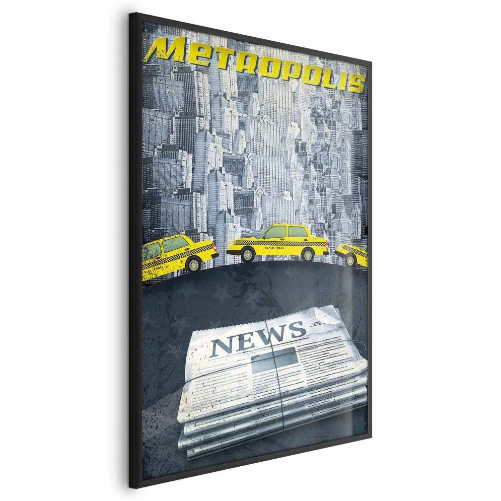 Plakat Metropolis 21x30 cm z ramą czarną bez marginesu | MIRAT.