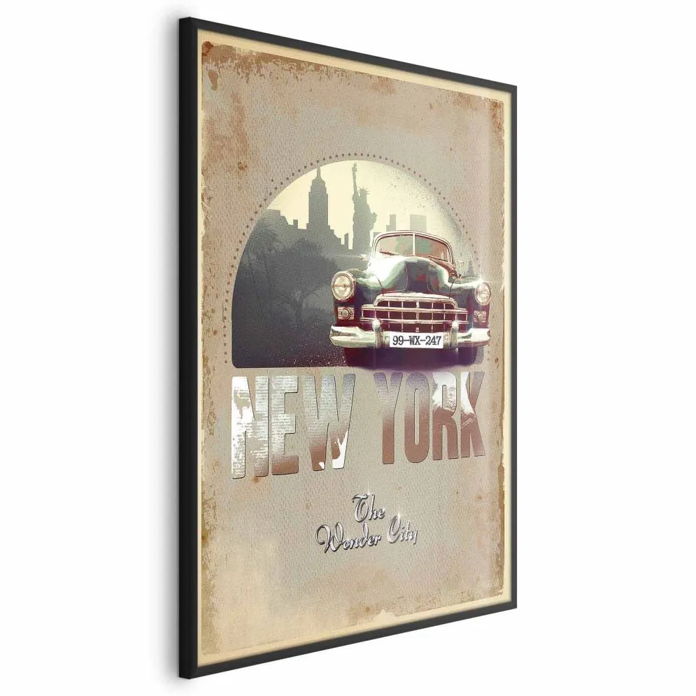 Plakat New York 21x30 cm z ramą czarną bez marginesu | MIRAT.