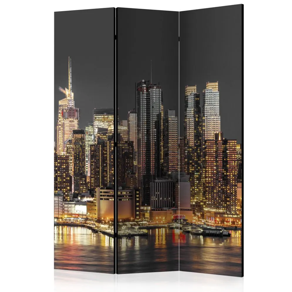 Parawan dwustronny Miasta 135x172 cm 3-częściowy zielony | MIRAT.
