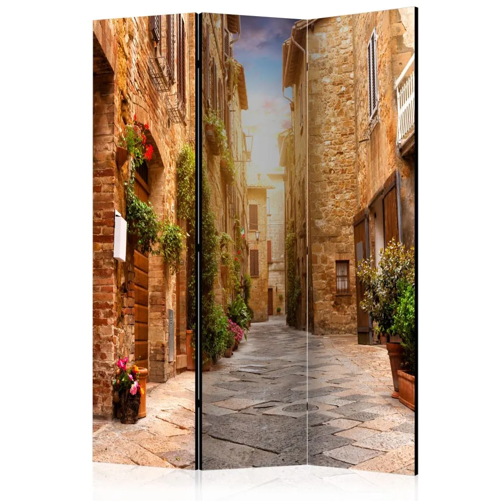 Parawan dwustronny Miasta 135x172 cm 3-częściowy beżowy | MIRAT.