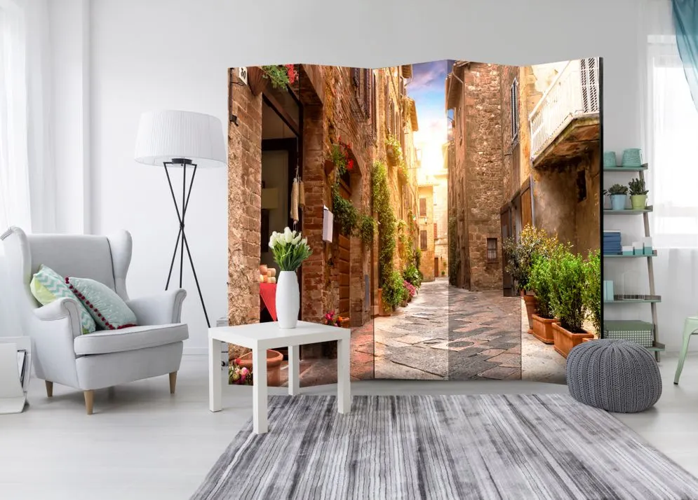 Parawan akustyczny Miasta 225x172 cm 5-częściowy beżowy | MIRAT.