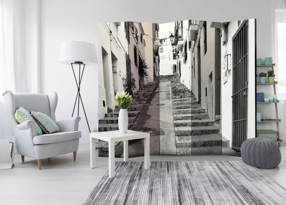 Parawan jednostronny Miasta 225x172 cm 5-częściowy czarny | MIRAT.