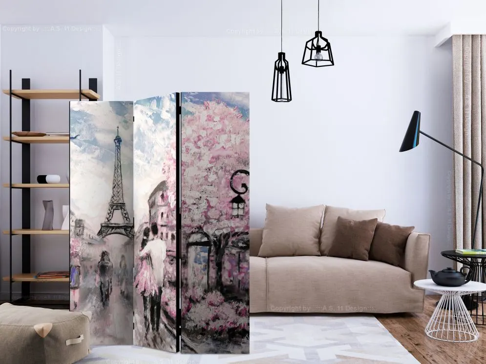 Parawan dwustronny Miasta 135x172 cm 3-częściowy szary | MIRAT.