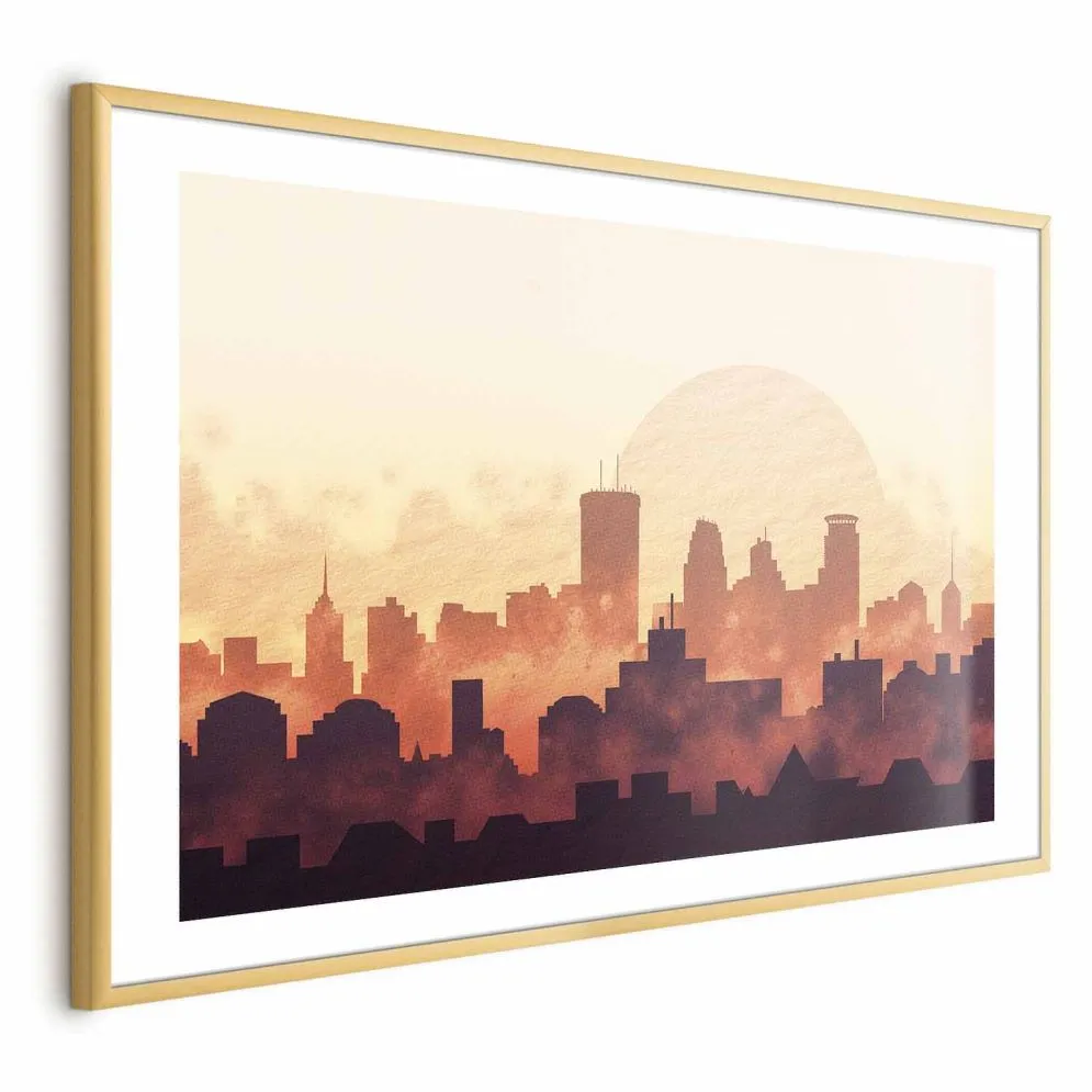 Plakat Żar miasta 42x29,7 cm z ramą złotą z marginesem | MIRAT.