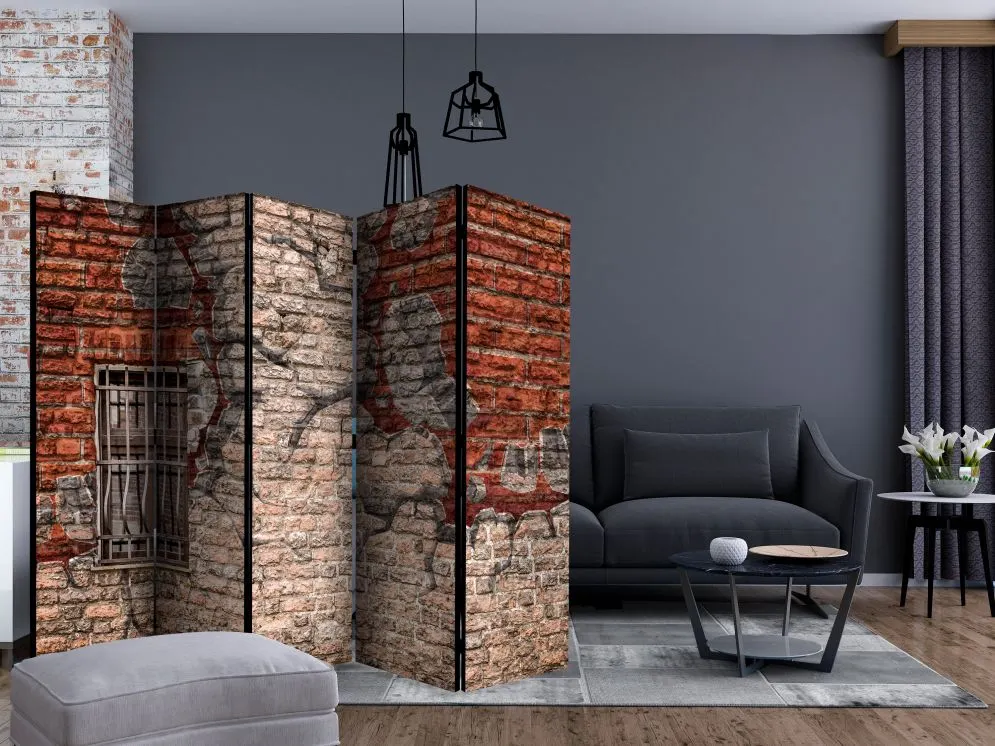 Parawan jednostronny Miasta 225x172 cm 5-częściowy beżowy | MIRAT.